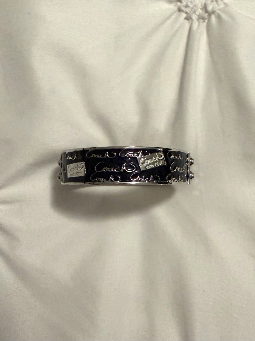 vintage coach black and silver bangle bracelet